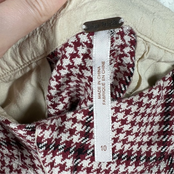 Free People Red White Houndstooth High Rise Pleated Shorts - Picture 4 of 6